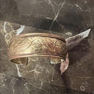 Gold Leaf Patterned Cuff Bracelet
